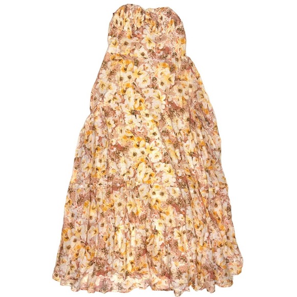 ASTR The Label Women's Mariella Taupe Yellow Floral Lined Maxi Dress - Picture 7 of 8